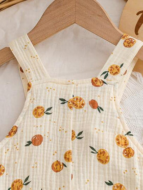 SHEIN Playful Pals رومبير رضيع ذات نمط ثمرة المشمش مع قبعة، مناسبة للخروجات اليومية، التجمعات العائلية، حفلات عيد الميلاد، المناسبات، التصوير الفوتوغرافي، ملابس عيد الحب