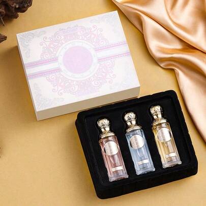 3 قطع مجموعة هدايا العطور، سلسلة هوانغو من معطرات الهواء بزيوت أساسية بدون لهب، 25 مل * 3، رائحة زهرية فاكهية منعشة ومهدئة، هدية عالية الجودة، ملمس ممتاز، مثالية لإزالة الروائح وتعزيز العطر