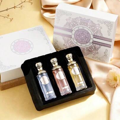3 قطع مجموعة هدايا العطور، سلسلة هوانغو من معطرات الهواء بزيوت أساسية بدون لهب، 25 مل * 3، رائحة زهرية فاكهية منعشة ومهدئة، هدية عالية الجودة، ملمس ممتاز، مثالية لإزالة الروائح وتعزيز العطر