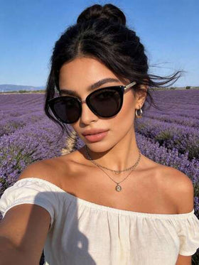 زوج من نظارات المرأة ذات العين القطة الرجعية، إطار أسود، عدسات عالية الوضوح، مناسبة لحفلات الشاطئ والعطلات، مثالية لملابس الخريف/الشتاء للنساء، الأعمال الرسمية، الشاطئ الصيفي، الأنشطة الخارجية والسفر