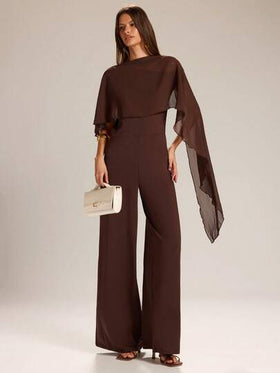 SHEIN BAE جمبسوت نسائية بنطلون واسع على شكل بونشو، ربيع/صيف