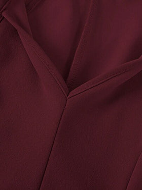 SHEIN Serisse Kids فستان بخصر ملائم وتنورة منفرجة بياقة على شكل حرف V بدون أكمام للفتيات المراهقات بلون أحادي