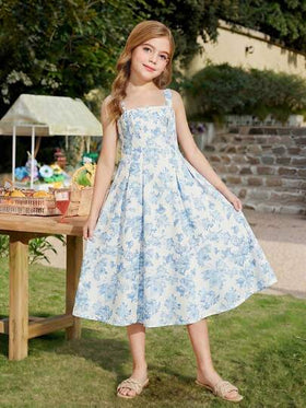SHEIN فستان كامي بطبعة زهور صغيرة للفتيات المراهقات