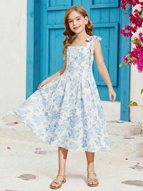 SHEIN فستان كامي بطبعة زهور صغيرة للفتيات المراهقات
