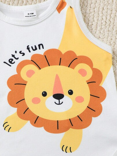 SHEIN Playful Pals 3 قطع رومبير صيفية للأطفال الصبية مزينة بطباعة مخلوقات بحرية جميلة باللون الأزرق