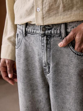 AKNOTIC Business Casual بنطلون جينز رجالي بجيوب مائلة وساق واسعة