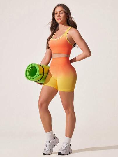 Core Rhythm طقم رياضي للنساء بياقة على شكل حرف U بدون أكمام، كاجوال، مريح وقابل للتنفس