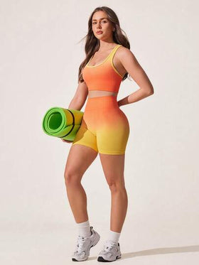 Core Rhythm طقم رياضي للنساء بياقة على شكل حرف U بدون أكمام، كاجوال، مريح وقابل للتنفس