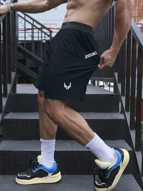 Manfinity Sport Corelite شورت رياضي بطباعة بسيطة للرجال للأنشطة اليومية، شورتات رياضة الجيم، شورتات رجالي، شورتات لكرة السلة لدى الرجال، معقم اليدين للمدرسة