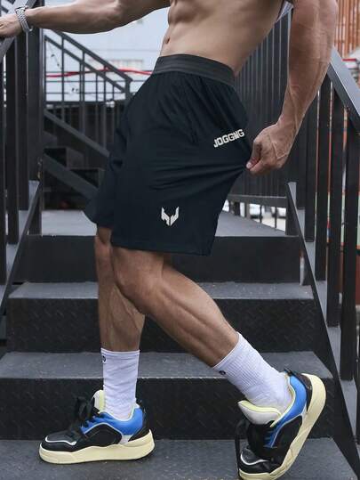 Manfinity Sport Corelite شورت رياضي بطباعة بسيطة للرجال للأنشطة اليومية، شورتات رياضة الجيم، شورتات رجالي، شورتات لكرة السلة لدى الرجال، معقم اليدين للمدرسة