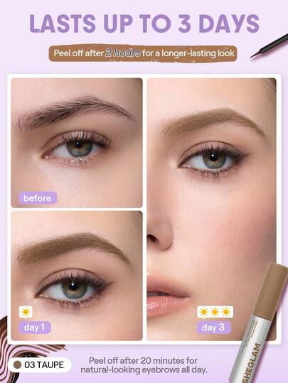 SHEGLAM Tint Lock Tattoo جل حواجب قابل للتقشير-Taupe علامة تجارية جمال مكياج ميكب مستحضرات تجميل للنساء الفتيات مثالي لفصل الشتاء الربيع مثالي ل- Y2K أزياء أنيقة رمضان هدية حفلة جاهز أفضل لون