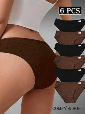 6 قطع من سراويل البيكيني الأساسية للنساء، ملابس داخلية رياضية مريحة وخفيفة وجذابة بخصر منخفض