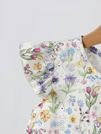 Elladie kids ملابس جديدة مكونة من قطعتين للفتيات الصغيرات بعمر 4-7 سنوات، تتميز بقميص مطبوع بأكمام قصيرة مع أزرار خلفية ومطابق له بنطلون، أنيقة ومناسبة للأنشطة اليومية والعطلات والمدرسة والسفر والأنشطة الخارجية