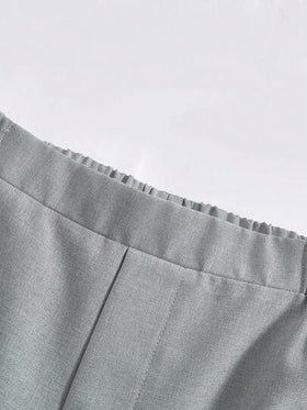 SHEIN 3 قطع بدلة حفلة للأولاد المراهقين، قميص بأكمام طويلة بلون سادة، سترة جنتلمان وشورت بدلة 3 قطع، للمناسبات الرسمية
