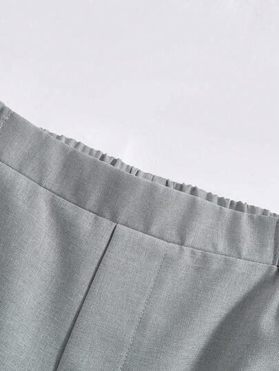 SHEIN 3 قطع بدلة حفلة للأولاد المراهقين، قميص بأكمام طويلة بلون سادة، سترة جنتلمان وشورت بدلة 3 قطع، للمناسبات الرسمية