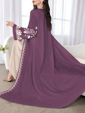 SHEIN Najma رمضان كارديجان أنيق بأكمام طويلة وطبعات زهرية للنساء، خفيف الوزن بطراز العباءة، للربيع والخريف