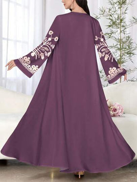 SHEIN Najma رمضان كارديجان أنيق بأكمام طويلة وطبعات زهرية للنساء، خفيف الوزن بطراز العباءة، للربيع والخريف