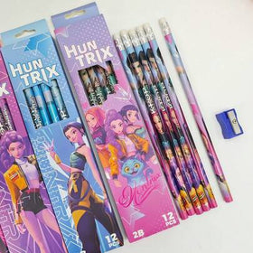 أدوات كتابة خشبية بتصميم موضوع الموسيقى الكورية الشعبية (K-Pop)، أقلام رصاص محمولة مثالية كهدايا للمعجبين والمحبين لموسيقى الكي-بوب، لاستخدامها في الامتحانات والواجبات المدرسية