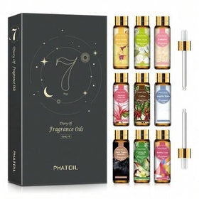 مجموعة زيوت العطور فاتويل 9 قطع 10 مل/0.33 أونصة سائلة، مجموعة زيوت عطرية أساسية، زيوت معطرة لصناعة الصابون والشموع والموزع والمرطب، DIY عطر - جوز الهند وفانيليا / مسك أبيض / قهوة / لبان / D-Jador / ملاك / زنبق أسود / مغنوليا