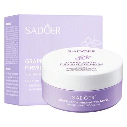 SADOER قناع عين مشدود ومجدد بزيت بذور العنب، جل مرطب ومغذي للعين للحد من الهالات السوداء، الانتفاخ، التجاعيد