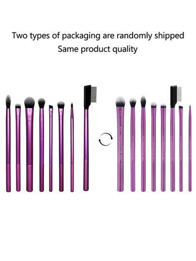 طقم فرش مكياج Real Techniques Everyday Eye Essentials المكون من 8 قطع، فرش للعين لخطوط العين والظلال والحواجب والرموش، قابلة للسفر، طقم هدايا، هدايا، فرش مكياج احترافية، طقم مكياج كامل