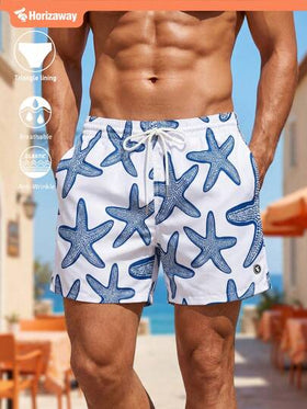 Manfinity Swimmode شورت شاطئ كاجوال مطبوع بنجمة البحر للرجال
