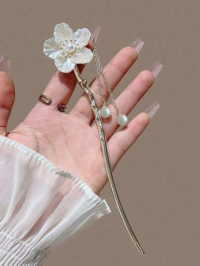 مشبك شعر نسائي أنيق مزين بزهرة اللؤلؤ، إكسسوار شعر أنيق لعيد الحب، إكسسوارات رأس، إكسسوارات شعر للنساء