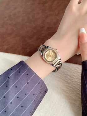 1pc Women's Minimalist Casual Elegant Vintage Middle Eastern Style Bracelet Watch, Retro Gold Color