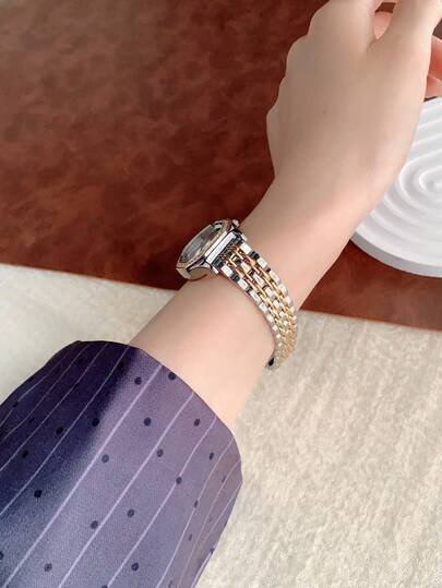 1pc Women's Minimalist Casual Elegant Vintage Middle Eastern Style Bracelet Watch, Retro Gold Color