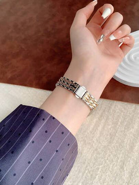1pc Women's Minimalist Casual Elegant Vintage Middle Eastern Style Bracelet Watch, Retro Gold Color