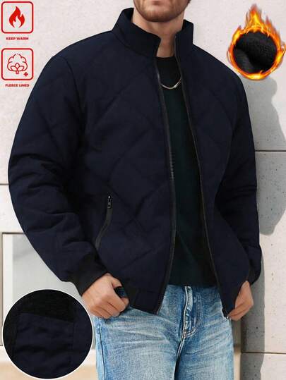Manfinity Homme معطف من الفليس أنيق وعملي للشتاء للرجال
