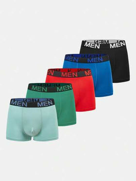 SHEIN 5 قطعة/مجموعة سراويل داخلية وشورتات ضيقة ملونة للأولاد المراهقين، مريحة وعصرية وقابلة للتنوع، من قماش ناعم، مناسبة للارتداء اليومي والمدرسة والسفر والرياضة الخارجية وشاطئ الصيف