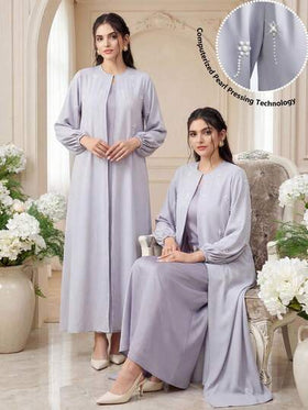 Al Najma رمضان عباءة نسائية أنيقة بأكمام فانوس فضفاضة مزينة بخرز مصنوع