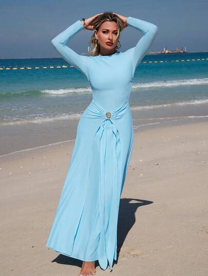 Swim Shayni ملابس سباحة منفصلة للنساء بأكمام طويلة وبنطال طويل للاستخدام اليومي والشاطئ