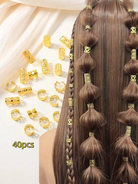 40 قطعة من مجموعة اكسسوارات شعر مضفر للفتيات، مشابك شعر بنمط النجوم والقمر، مناسبة للمناسبات والأعياد والاستخدام اليومي، قلادات، هدايا، رمضان