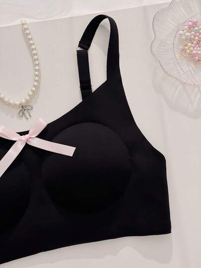 PetitDoll مجموعة ملابس داخلية مريحة للنساء مزينة بالفيونكة، 2 قطعة