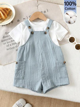 SHEIN رومبير رضيع صبي/بنت جديد مزينة بنمط مخطط جميل، متعددة الاستخدامات للربيع/الصيف للداخل والخارج، اليومي، الرياضة، اللعب، الحفلات، التصوير الفوتوغرافي، العطلات