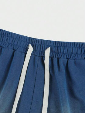 ROMWE MEN Casual شورتات رياضية للرجال بطبعة حصان مشتتة مهترئة على طراز قديم، مناسبة للارتداء اليومي في الربيع/الصيف