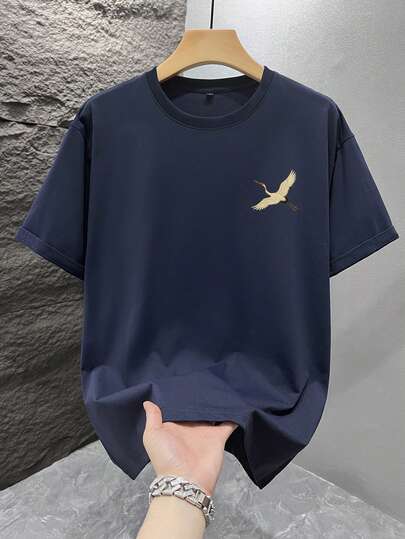 1 قطعة تي شيرت رجالي بتصميم مطبوع فضفاض بأكمام قصيرة | تصميم راقي | ضروري للصيف | سهل التنسيق، أظهر أسلوبك