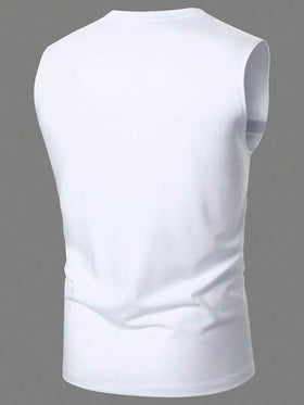 Manfinity Homme طقم ملابس علوية كاجوال بياقة دائرية مطبوعة بخطوط وشورت جيب مائل بطراز الهيب هوب الشارع للرجال