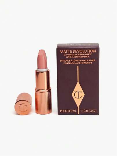 Charlotte Tilbury أحمر شفاه ماتي "Pillow Talk"، وردي فاتح، أحمر شفاه ميني، وردي فاتح، أحمر شفاه محمول، مجموعة أحمر شفاه، حجم السفر، 1.1 جرام/0.038 أونصة
