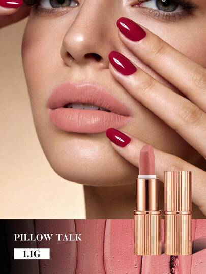 Charlotte Tilbury أحمر شفاه ماتي "Pillow Talk"، وردي فاتح، أحمر شفاه ميني، وردي فاتح، أحمر شفاه محمول، مجموعة أحمر شفاه، حجم السفر، 1.1 جرام/0.038 أونصة