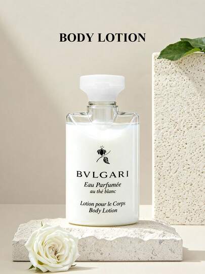 Bvlgari مجموعة مكونة من 40 مل غسول جسم + 40 مل كريم ترطيب جسم بعطر الشاي الأبيض. مجموعة عناية بالشعر محمولة. عطر طويل الأمد.