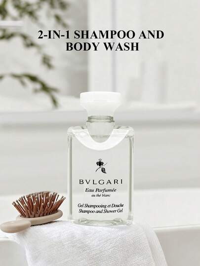 Bvlgari مجموعة مكونة من 40 مل غسول جسم + 40 مل كريم ترطيب جسم بعطر الشاي الأبيض. مجموعة عناية بالشعر محمولة. عطر طويل الأمد.