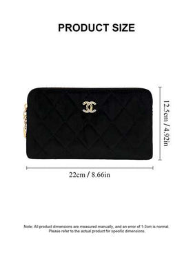 CHANEL حقيبة مكياج سفر كبيرة باللون الوردي مع حقيبة منظم قابلة للفصل باللون الأسود، مريحة للتخزين والتنظيم
