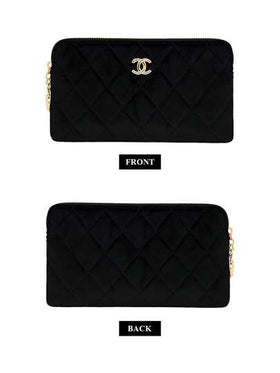 CHANEL حقيبة مكياج سفر كبيرة باللون الوردي مع حقيبة منظم قابلة للفصل باللون الأسود، مريحة للتخزين والتنظيم