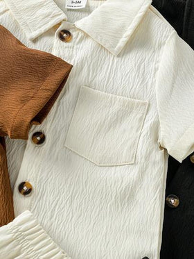 SHEIN Vintaside Kids 6 قطع/مجموعة قميص وشورت قطني بسيط مريح للأطفال الرضع الصبيان، مجموعة متعددة الألوان مناسبة للصيف