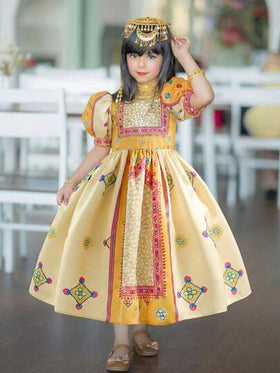 SHEIN رمضان فستان بنات مراهقات مريح وبسيط بياقة مستديرة وأكمام بالون، مناسب لعيد الحب وعيد الميلاد