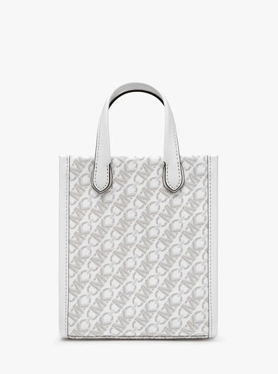 Michael Kors حقيبة كروسبودي صغيرة، تصميم جاكارد أنيق، نمط معقود بشكل معين، رمادي داكن، فاخرة ومتينة، مثالية للاستخدام اليومي. حقيبة يد عصرية مع حزام كتف قابل للتعديل، مصنوعة بعناية، داخل فسيح، مثالية لتخزين الضروريات.