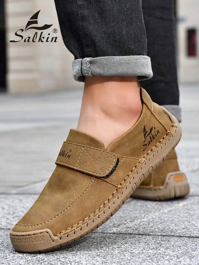 Salkin حذاء لوفر رجالي جديد من مصمم، حذاء كاجوال سهل الارتداء بنعل مطاطي خفيف الوزن وغير انزلاقي، مناسب للارتداء اليومي والخارجي في جميع المواسم، هدية عيد مناسبة. ملاحظة: الحجم صغير، يُنصح بطلب مقاس أكبر بمقدار مقاس واحد